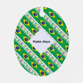 Ornement En Métal Drapeau brésilien avec votre nom (Verso)