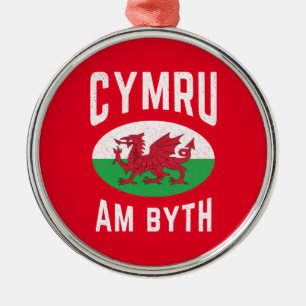 Ornement En Métal Drapeau Cymru Am Byth Wales Fier Rugby Vintage gal