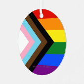 Ornement En Métal Drapeau de fierté Progress Pride de SlipperyJoe si (Avant gauche)