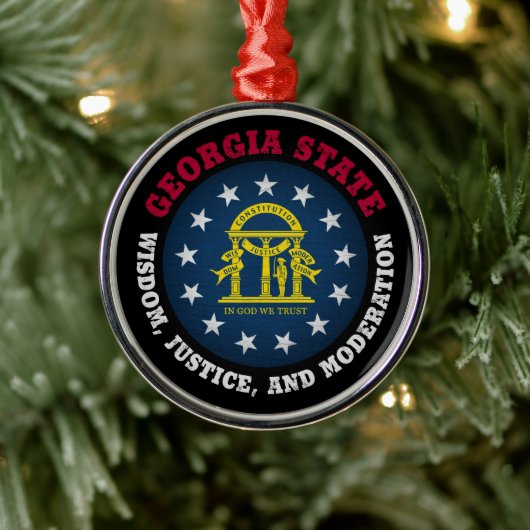 ORNEMENT EN MÉTAL DRAPEAU DE L'ÉTAT GEORGIA PEACH (Arbre)