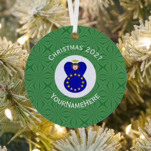 Ornement En Métal Drapeau de Noël ange de l'Union européenne Personn
