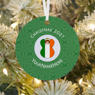 Ornement En Métal Drapeau de Noël d'ange irlandais personnalisé