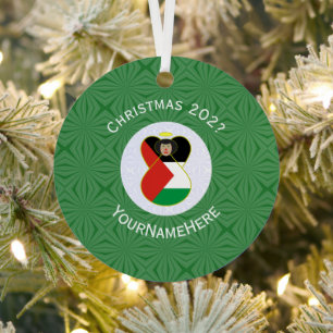 Ornement En Métal Drapeau de Noël d'ange palestinien personnalisé 