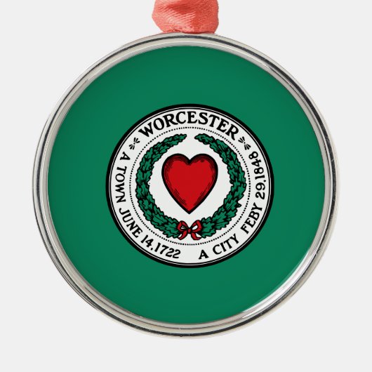 Ornement En Métal Drapeau de Worcester, Massachusetts (Devant)