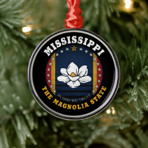 ORNEMENT EN MÉTAL DRAPEAU D'ÉTAT DE MISSISSIPPI MAGNOLIA