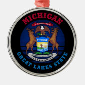 ORNEMENT EN MÉTAL DRAPEAU D'ÉTAT DES GRANDS LACS DE MICHIGAN (Devant)