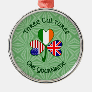 Ornement En Métal Drapeau irlandais américain britannique Trèfle Per