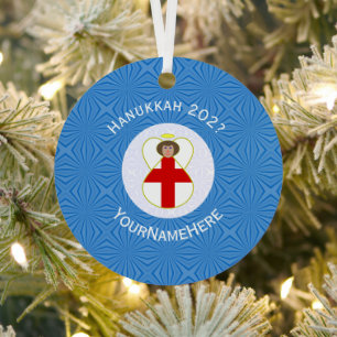 Ornement En Métal Drapeau personnalisé de Hanukkah d'ange anglais