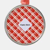 Ornement En Métal Drapeau turc avec votre nom (Devant)