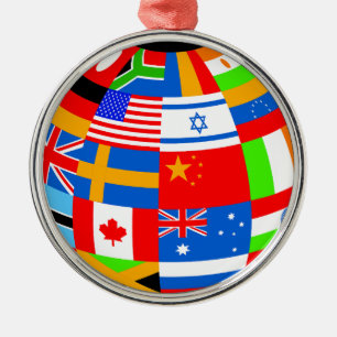 Ornement En Métal drapeaux internationaux globe terre