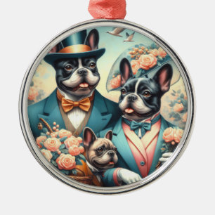 Ornement En Métal Drôle Vintage de la peinture de Bulldog