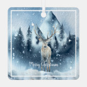 Ornement En Métal Eau couleur cerf et neige vacances personnalisées (Verso)
