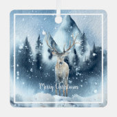 Ornement En Métal Eau couleur cerf et neige vacances personnalisées (Recto)
