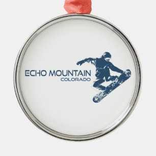 Ornement En Métal Echo Mountain Colorado Snowboardeur