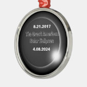 Ornement En Métal Éclipse solaire double date 2024 et 2017 (Gauche)