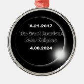 Ornement En Métal Éclipse solaire double date 2024 et 2017 (Devant)