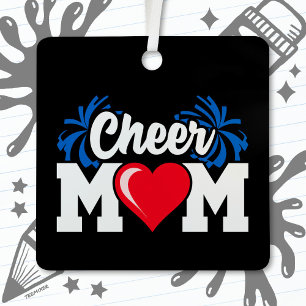 Ornement En Métal École Pom-pom girl Squad Sports Fier Cheer Maman
