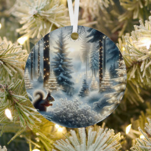 Ornement En Métal Écureuil magique Forêt de Noël enchantée