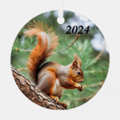 Ornement En Métal Écureuil rouge dans un arbre (Recto)