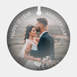 Ornement En Métal EDITABLE YEAR Happy 10 Years Anniversary Custom