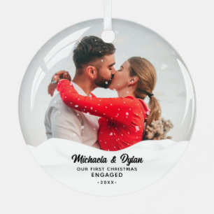 Ornement En Métal Effet Boule à Neige 1er Noël Fiancés 2-Photos