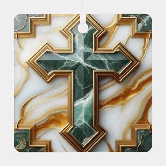 Ornement En Métal Élégance en Pierre Croix de marbre dorée (Recto)