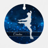 Ornement En Métal Elégant Blue Lights Silver Ice Patinage (Recto)