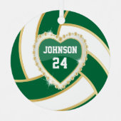Ornement En Métal Elégant Dark Green, White et Gold Volleyball (Recto)