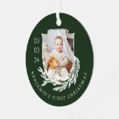 Ornement En Métal Elégant Garland Wreath Crest Baby First Christmas (Avant gauche)