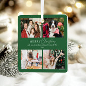 Ornement En Métal Elégant Green Family 4 Photo Collage Noël