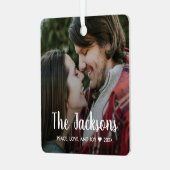 Ornement En Métal Élégant Noël Minimal Rustic Couple Photo (Avant gauche)