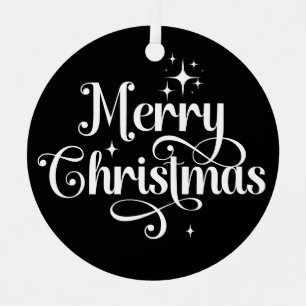 Ornement En Métal Elégant Photo Retro Joyeux Noël Black Keepsaké