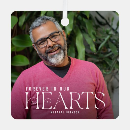 Ornement En Métal Élégant pour toujours dans nos coeurs Photo Keepsa (Recto)