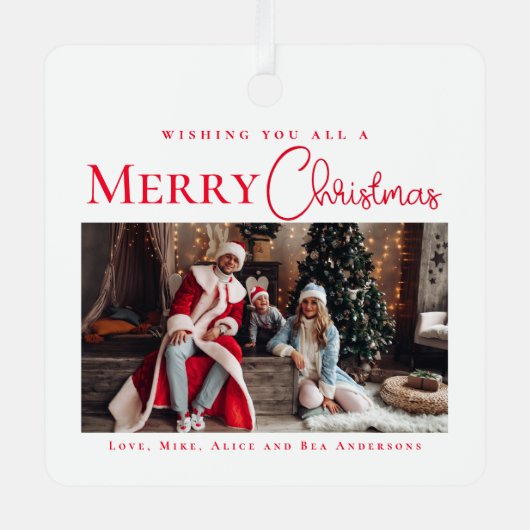 Ornement En Métal Élégant Reed Joyeux Noël photo de famille (Recto)