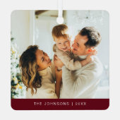 Ornement En Métal Elégant Retro Rouge et or Joyeux Noël Photo (Verso)