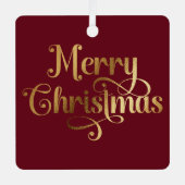 Ornement En Métal Elégant Retro Rouge et or Joyeux Noël Photo (Recto)