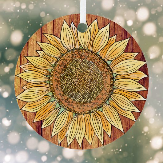 Ornement En Métal Élégant Rustique Boho Art Farmhouse Sunflower Jaun