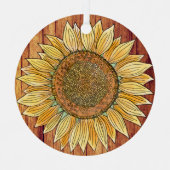 Ornement En Métal Élégant Rustique Boho Art Farmhouse Sunflower Jaun (Recto)