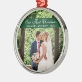 Ornement En Métal Élégant Script vert Notre premier Noël (Gauche)