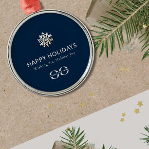 Ornement En Métal Élégant Snowflake Joyeux vacances