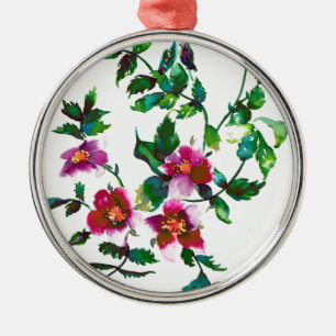 Ornement En Métal Elégante aquarelle moderne fleur sauvage rose fonc