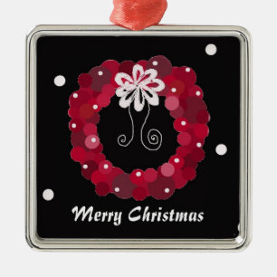 Ornement En Métal Élégante couronne rouge de Noël