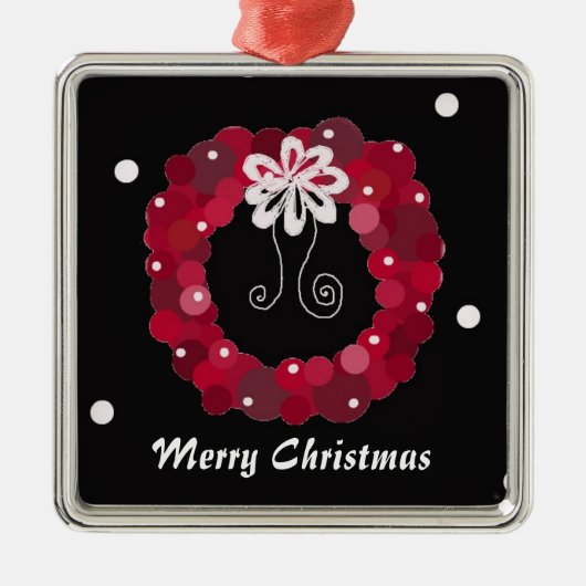 Ornement En Métal Élégante couronne rouge de Noël (Devant)