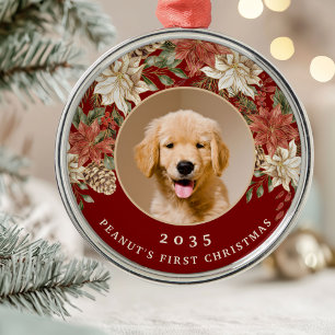 Ornement En Métal Élégante photo de chien de Noël