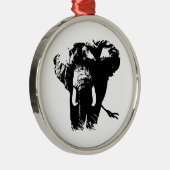 Ornement En Métal Eléphant noir & blanc Pop Art (Droite)