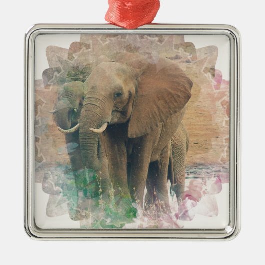 Ornement En Métal Eléphants (Devant)