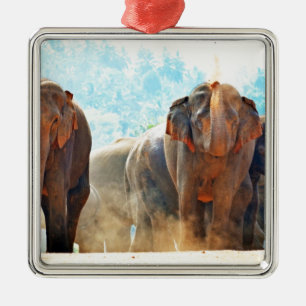 Ornement En Métal Éléphants Animaux Safari Destin Paix Amour