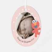 Ornement En Métal Elmo | Premier Noël du bébé - Ajouter votre nom (Avant gauche)