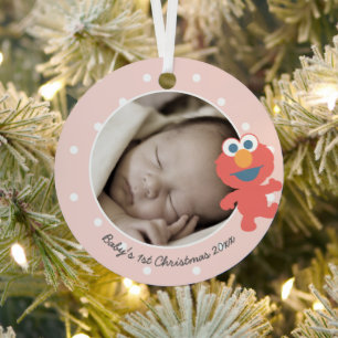 Ornement En Métal Elmo   Premier Noël du bébé - Ajouter votre nom
