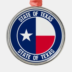 Ornement En Métal Emblème du Texas Round